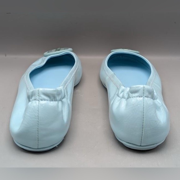 Tory Burch MINNIE TRAVEL BALLET FLAT Leather Island Blue Sz 7.5 - Picture 4 of 10